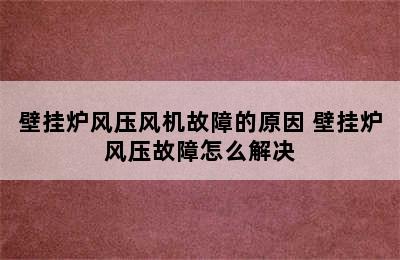 壁挂炉风压风机故障的原因 壁挂炉风压故障怎么解决